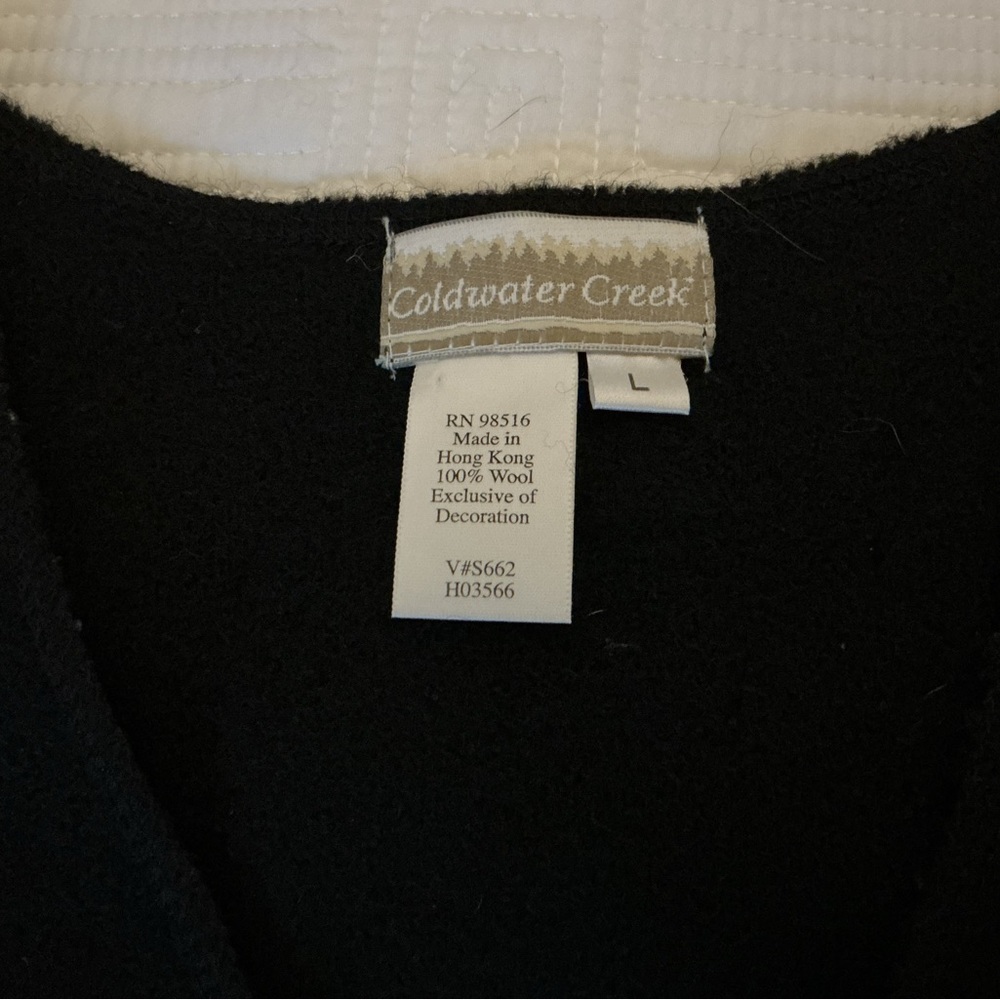 Coldwater Creek Black Vest with Gray Cat Designs - Picture 3 of 4